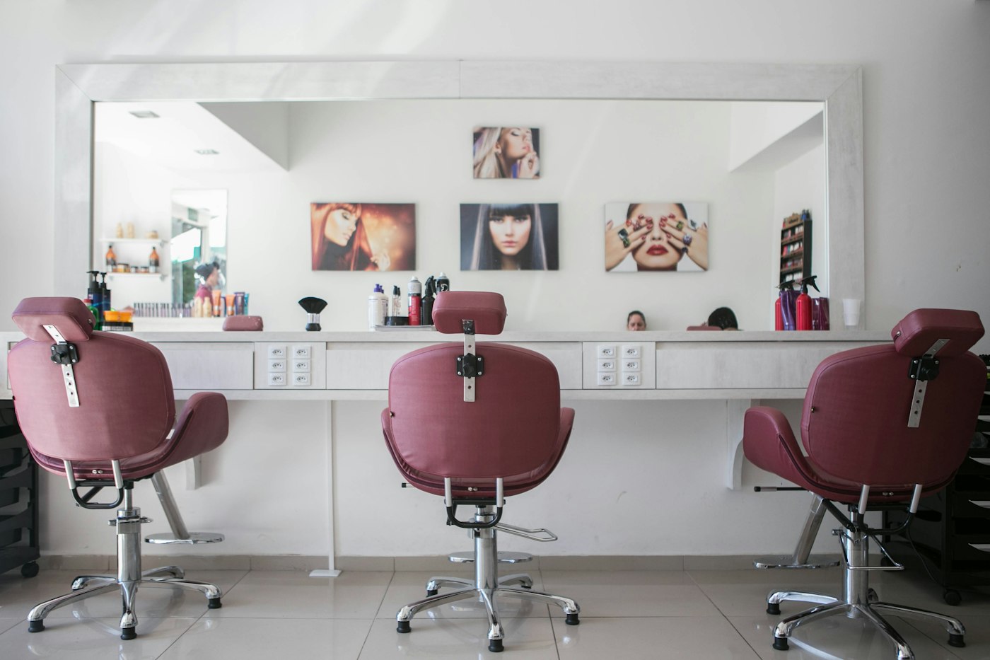 Styling chairs in a bright salon